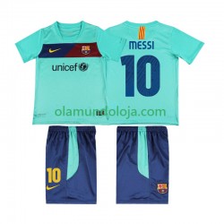 Camisola FC Barcelona Lionel Messi 10 Retro Criança Equipamento Segundo 2011 2010 Manga Curta